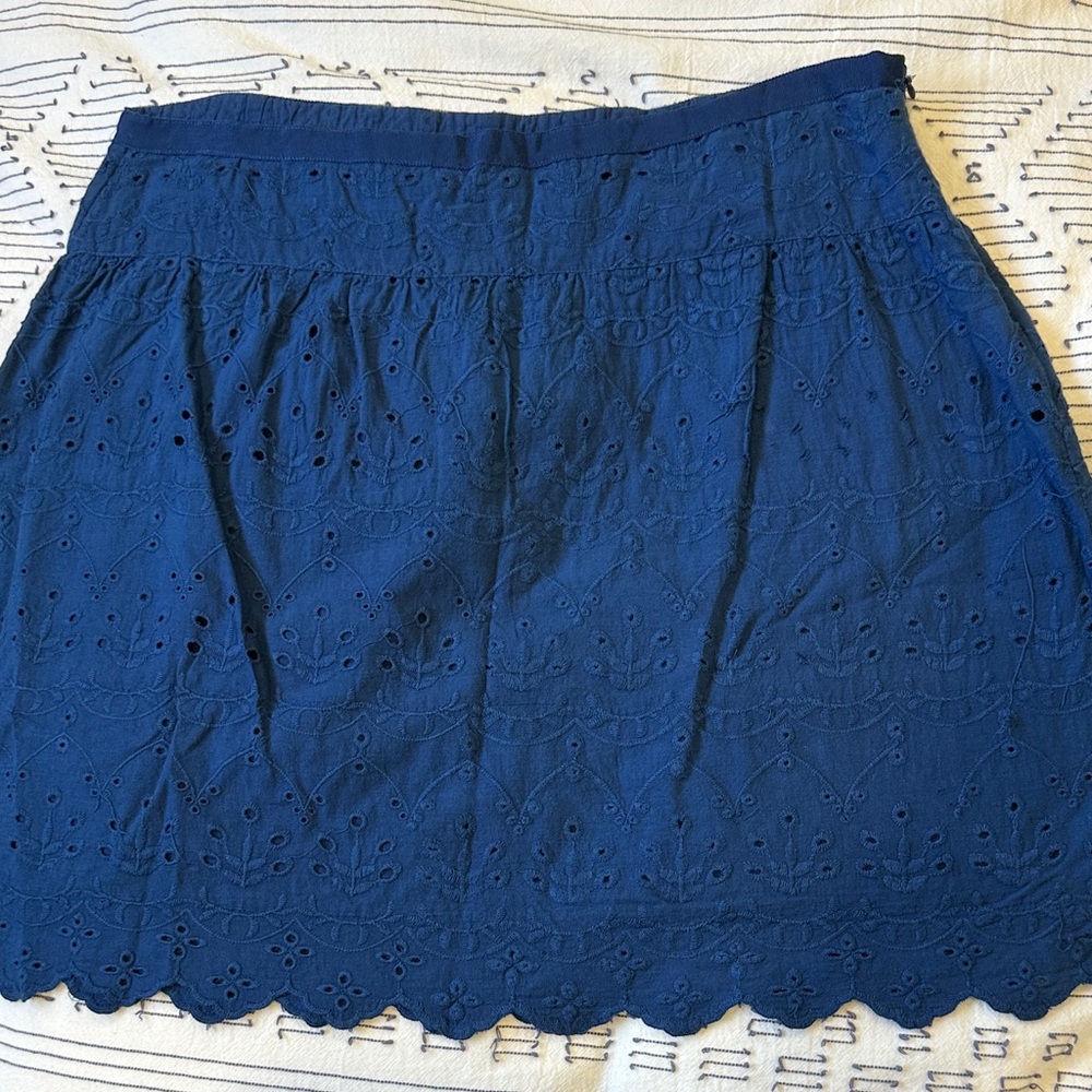 Max Studio Navy Eyelet A-Line Skirt